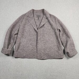 OSKA Boiled Wool Jacket Size 1  US Small Grey Textured Lagenlook Open Front